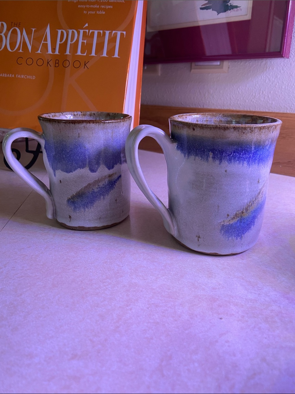 Beautiful 💙 Ceramic Blue, Gray Stoneware Mugs - Set of 2 - Swan signature